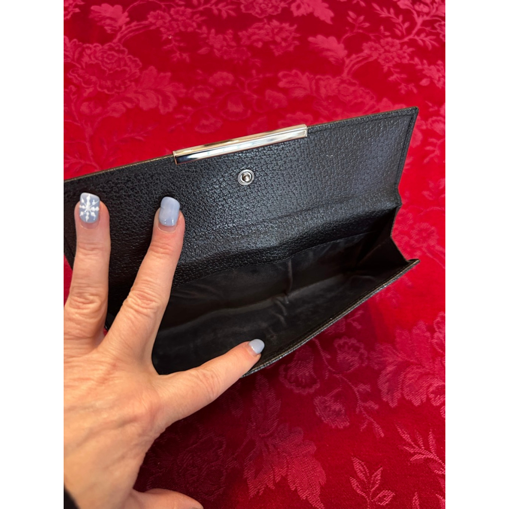 Gucci Black Monogram Canvas & Leather Long Snap Wallet with Silver Accent - Picture 10 of 12